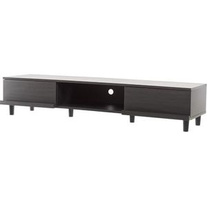 Iris Ohyama, TV-meubel, TV-meubel met plank; houten tv-kast, Verstelbare pootjes, tv-meubel past tot 52 inch, Kantoor, Woonkamer - BAB-150A - Zwart Eiken