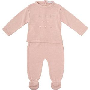 BABIDU Set van opengewerkte gebreide trui en effen beenkappen, uniseks baby, Roze, 3 Maanden