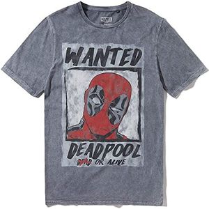 Recovered Marvel Deadpool T-Shirt - Gezocht Poster - Houtskool - Officieel gelicentieerd - Vintage stijl, handgedrukt, ethisch afkomstig, Veelkleurig, S