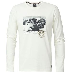 Petrol Industries Heren T-shirt LS Round Neck T-Shirt, wit (Dusty White), XXL