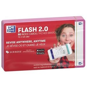 Oxford Flash 2.0 Flashcards A7 blanco fuchsia pak 80 kaartjes