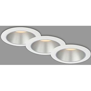 BRILONER - Set van 3 inbouwspots badkamer, LED inbouw, IP44 spatwaterdicht, warm wit licht, inbouwspot badkamer, wit - zilver, 95x54 mm