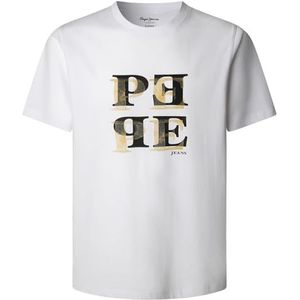 Pepe Jeans Heren M Season Logo IV T-shirt, wit (wit), XXL, wit(wit), XXL