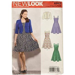 New Look 6390, maat A-patroon, jurk met volledige rok en bolero-patroon, meerkleurig