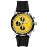 Fossil Sport Tourer Horloge voor heren, chronograaf uurwerk met roestvrij stalen of leren band, Yellow