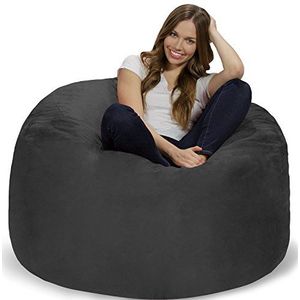 Chill Sack Bonenzakstoel: enorme 4' traagschuim meubels Bean Bag - grote bank met zachte microvezel - houtskool