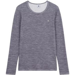 Petit Bateau Dames T-shirt van wol en katoen, lange mouwen, gestreept, Avond/Marshmallow, XXS