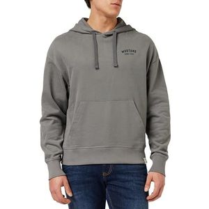 MUSTANG Heren Style Bennet Back Print Hoodie, Charcoal Gray 4063, S