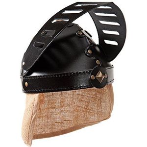 Fantashion K 04 - ridderhelm/Vikinghelm met jute nekbescherming en vizier, S-L, zwart