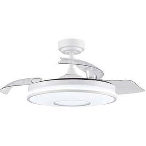 Dani DC-ventilator van 72 W in elegant wit met 3 vleugels biedt 6 snelheden, afstandsbediening, geheugen, timer en instelbaar licht (3000-4000-6000 K) voor volledig comfort.