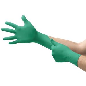 Ansell TouchNTuff 92-600 Wegwerphandschoenen Nitril, Mechanische en Chemische Bescherming, Voedingsindustrie, Nitrilhandschoenen Poedervrij, Werkhandschoenen Latexvrije, Groen, Maat XL (100 Stuks)