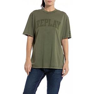 Replay T-shirt voor dames, regular fit, 234 Dark Olive, XS