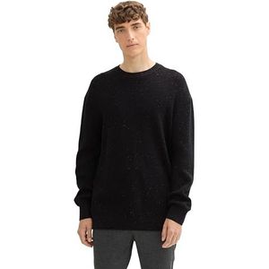 TOM TAILOR Denim heren trui, 37087 - Zwart Multicolor Neps, L