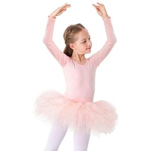 Bezioner Tutu, katoen, Lange mouw,kinderen, ballet, tricot, dans, kostuum, verkleden Roze lange mouw 130