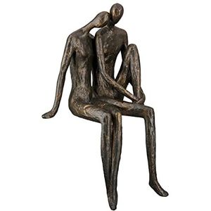 Casablanca decoratieve sculptuur randzitter kantenkruk kunsthars - liefde paar - met spreukkanhanger cadeau bruiloft Valentijnsdag - kleur: brons - hoogte 35 cm