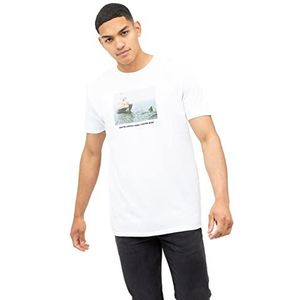 Jaws Heren Groter Boot T-Shirt, Wit, Klein