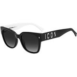 DSQUARED2 ICON Icon 0005/S bril, zwart/wit/grijs shaded, 53 voor dames, zwart/wit/grijs