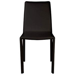 Leren stoel, zwart, bruin, model Olivia, voor eetkamer of woonkamer, rundleer zonder armleuning