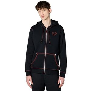True Religion Big T Zip Up Hoodie voor heren, diepzwart/vuurrood, M