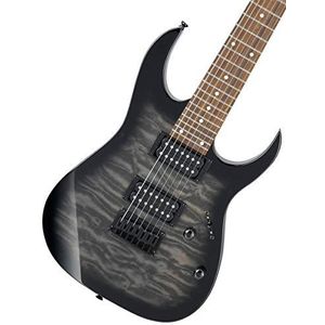 Ibanez GIO RG Series GRG7221QA-TKS Elektrische gitaar met 7 snaren, transparant zwart