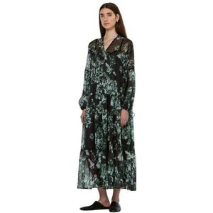 Scotch & Soda Gedrukte Fil Coupe Maxi Jurk, Nieuw Blossom Print Park Green 353, 36