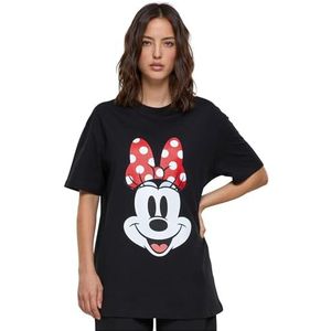 Merchcode Dames T-shirt Ladies Disney 100 Minnie Smiles Tee, regular fit, katoen 100%, 3XL, zwart, 3XL