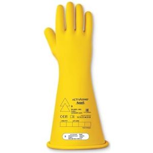 Ansell Activarmr Rig114Y Elektricienhandschoenen, Elektrische Bescherming Klasse 1 (Spanning 7500V), Isolerende Handschoenen In Natuurlijk Rubber, Epi Voor Professionals, Geel, 2Xl Maat (1 Paar)