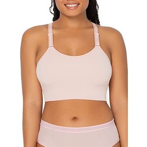 Curvy Couture Women's Size Smooth Seamless Comfort Wire Free Longline Bra, Blushing Rose, Large Plus