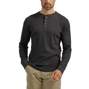 Wrangler Authentics Gewafelde Henley met lange mouwen voor heren, Kaviaar, L