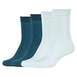 Camano Dames Online Women Silky Feeling Rib Socks 4p, Starlight Blue, 39-42