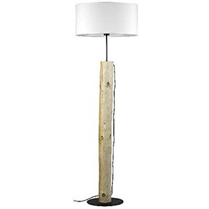 Homemania HOMBR_0313 Voetlamp, staande lamp, woonkamer, vloer, metaal, stof, hout, wit/zwart, 50 x 30 x 161 cm