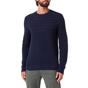 Hackett London Heren HBONE Texture Crew Pullover Sweater, Navy, S