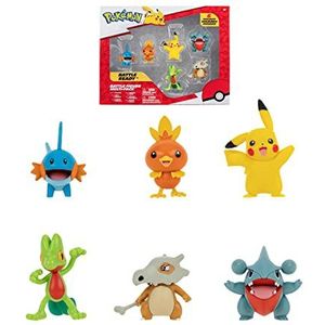 Pokémon Bandai Set van 6 figuren – Golf 4 – Arcko, stoffield, goboe, griknot, Pikachu, Osselait – JW2685