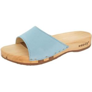 Woody Heidi houten schoen voor dames, hemelsblauw, 36 EU, hemelsblauw, 36 EU