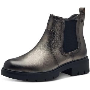 Tamaris - Chelsea Boots - Zilver - Dames - Leer - Met Ritssluiting