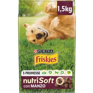 Purina Friskies Nutri Soft Kroketten voor honden met rundvlees, 6 verpakkingen van 1,5 kg