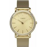 Timex Analoog dameshorloge met roestvrijstalen armband, goud/goud, TW2V52200