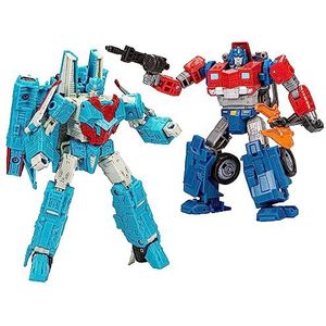 Transformers Legacy Evolution Humble Origins-duopack, Senator Shockwave van 17,5 cm en Data Clerk Orion Pax van 14 cm, actiefiguren
