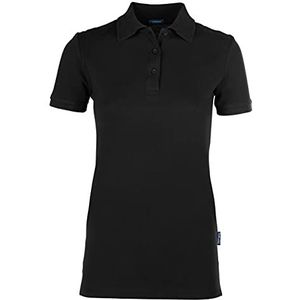 HRM Dames Luxe Stretch Polo, Zwart, Maat L I Premium Dames Poloshirt Gemaakt van 95% Katoen & 5% Elastan I Basic Polo Shirt Wasbaar tot 40°C I Hoge Kwaliteit & Duurzame Dameskleding