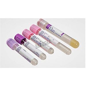 BD Medical 368856 Vacutainer PET tube voor hematologie (Tube K2 Edta), violette sluiting, transparant, etiketten, papier, 3 ml, 100 stuks