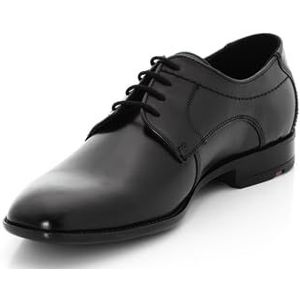LLOYD Garvin Herenschoen, klassieke zakelijke lage schoen van leer met rubberen zool, zwart, 47 EU
