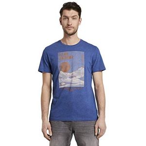 TOM TAILOR Uomini T-shirt met woestijnprint 1019710, 23456 - Royal Blue White Melange, S