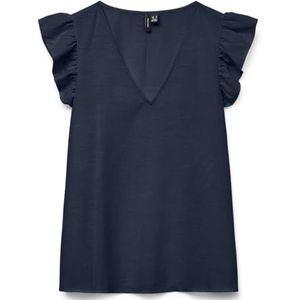 VERO MODA Dames Vmjanie Flounce Ss Top WVN Ga, navy blazer, M