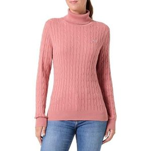 GANT Stretch katoenen kabel turtleneck, Faded Brick, XS