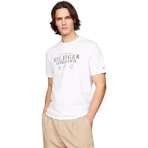 Tommy Hilfiger Heren Hilfiger Ath Stack Tee S/S T-shirts, wit, M, Wit, M