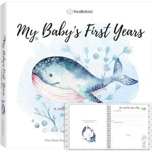 Eerste 5 jaar babygeheugenboek, 90 pagina's, harde kaft, babyboek, eerstejaars babyaandenkenboek, mijlpaalboek voor jongens, meisjes, babyboeken voor ouders, pasgeboren geschenken (SeaWorld)