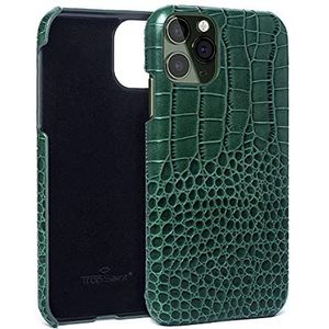 Lederen hoes voor iPhone 11 Pro Max - Case Krokodil-stijl Premium bescherming - Trop Saint® echt leer voor mobiele telefoon [Ondersteunt draadloos opladen] - Groen