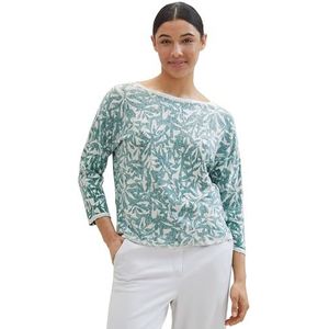 TOM TAILOR Damestrui, 34859 - Groen Abstract Leaf Print Knit, S