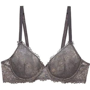 Savage X Fenty Dames Floral Lace Unlined Bra Balconette-beha, Zwarte Grijze Parel, 32A