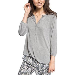 ESPRIT Damesshirt met lange mouwen van zijdeachtig materiaal, grijs (medium grey 035), L